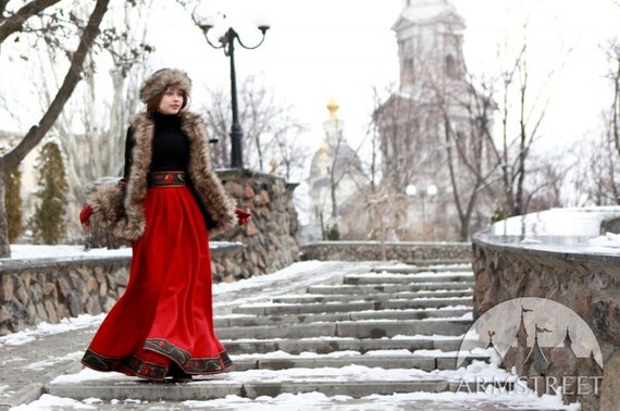 Russian style woolen long skirt "Russian seasons" warm skirt Russian national traditional costume