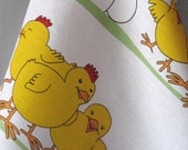 Linen Cotton Dish Towels Chicks Chicken Eggs Easter gift Yellow  - Tea Towels set of 2