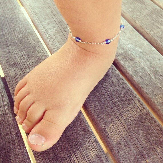 Items similar to Baby ankle bracelet, baby crystal bracelet, baby