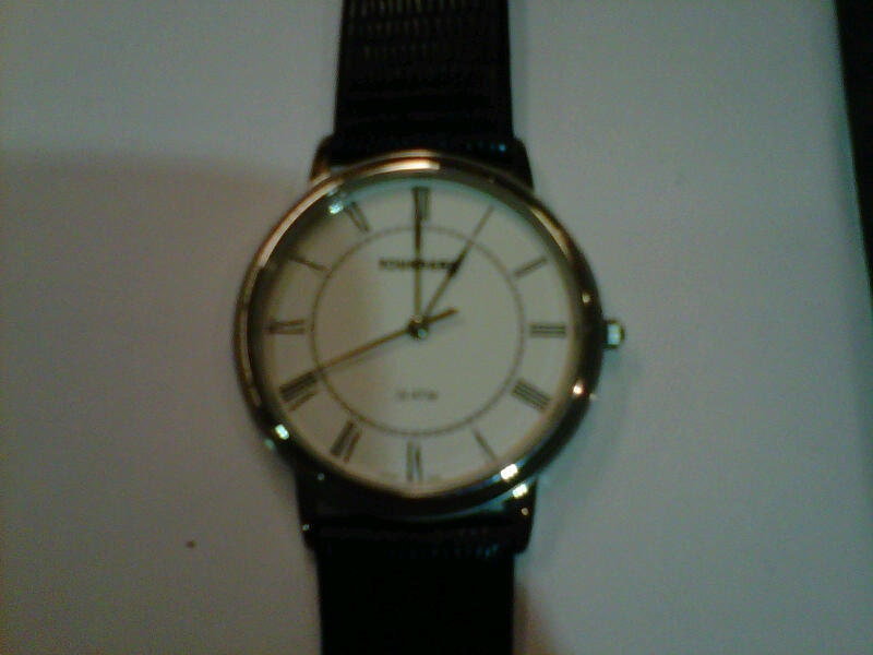 Tourneau mens stainless watch 3 atm black leather strap quartz Haute