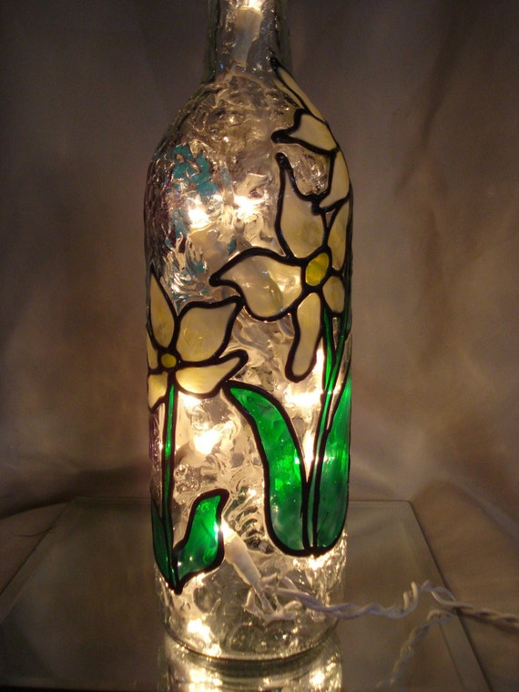 Blue Butterfly Wine Bottle Lamp