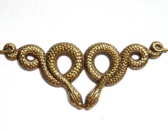 1 Antique Brass Double Snake Motif Stamping - 22-17-1
