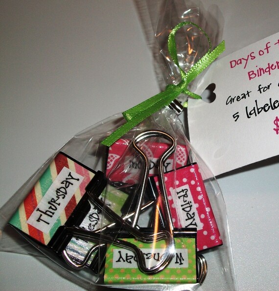 Days of the Week Themed Binder Clips by mipieceofmind on Etsy