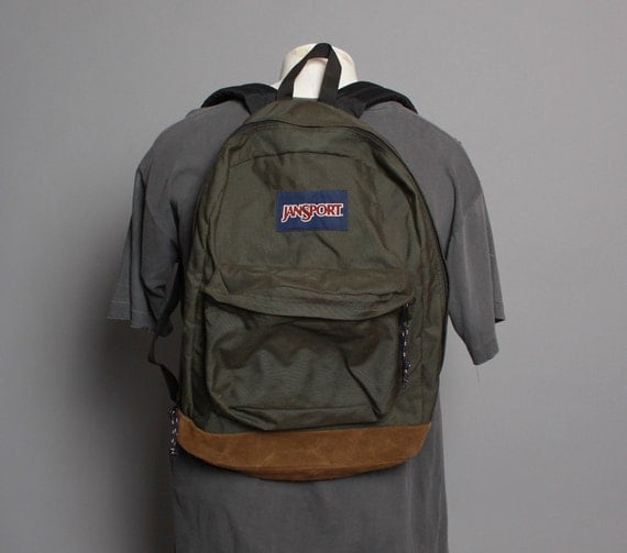 Vintage JANSPORT BACKPACK / Olive Green Canvas by ToughLuckVintage