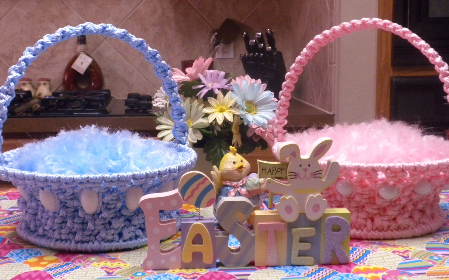Macrame Easter Basket pink or blue