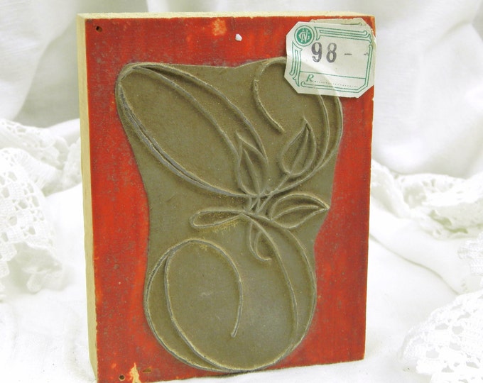 Very Large Unused Antique French Monogram Embroidery Ink Stamp with the Letter E, Retro Vintage French Sewing, Victorian Printing Block
