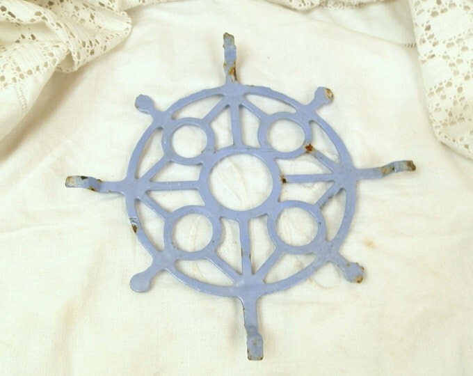 Vintage French Cast Iron Enameled Pale Blue Trivet / Heat Mat / Cottage Kitchenware / French Country Decor/ Retro Home Interior/ Kitchenalia Vintage French Cast Iron Enameled Pale Blue Trivet / Heat Mat / Cottage Kitchenware / French Country Decor/ Retro Home Interior/ Kitchenalia