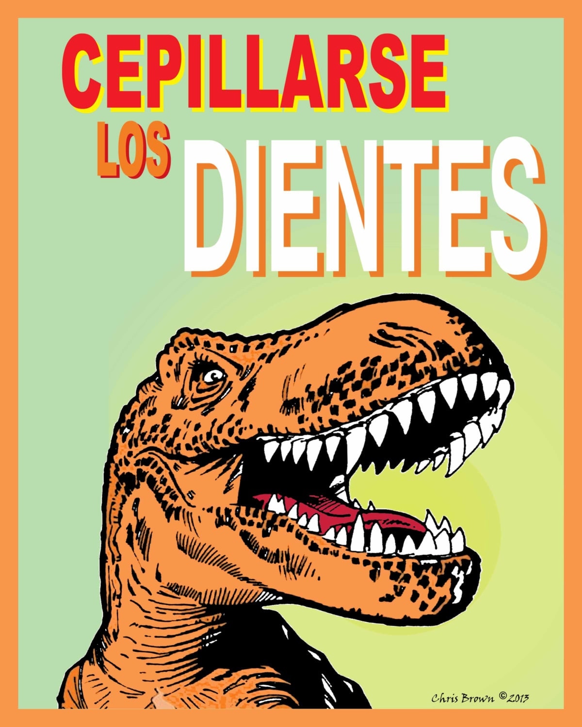 Fine Art Poster Brush Your Teeth in Spanish by ArtOfThePage