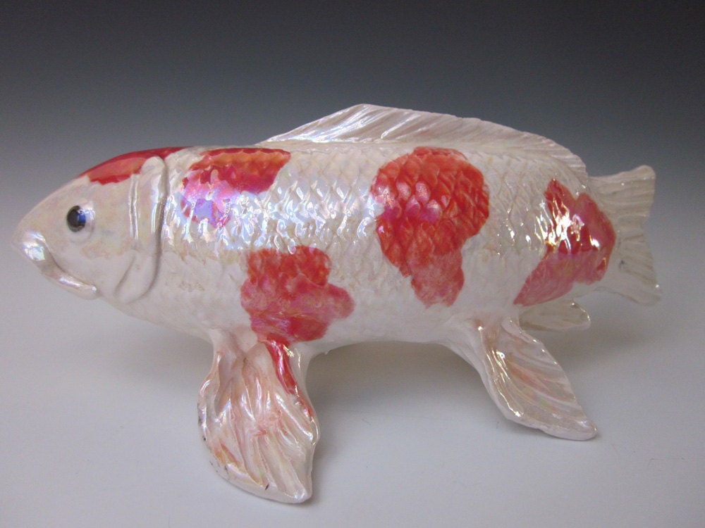 Koi Fish Sculpture Hand Made Fish Ceramic Koi Fish Koi