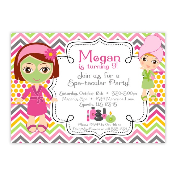 Girl Spa Invitations Birthday Party 7