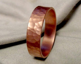 Hammered Copper Ring Hammered Ring Handmade Thick Ring Made to Size Engraving Options