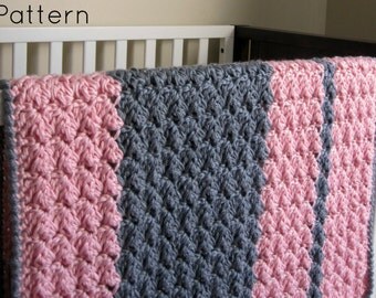 Chunky Preppy Baby Reversible Crochet Blanket Pattern