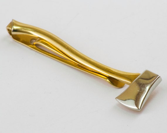 Vintage Tie Clip Axe or Hatchet Tie Bar Gold Tone by CuffsandClips