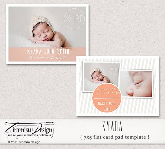 INSTANT DOWNLOAD 7x5 Birth Announcement Card
