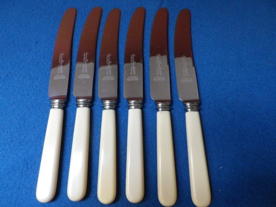 6 vintage Sheffield dessert knives cream handles by Taingtiques