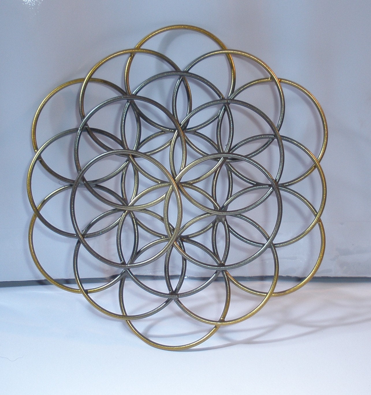 4.5 3D Flower Of Life Wall Art Air Brushed Aged Metal