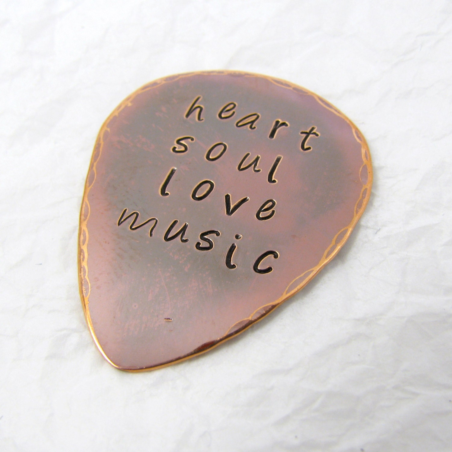 Personalized Copper Guitar Pick Flame Oxide Finish Copper