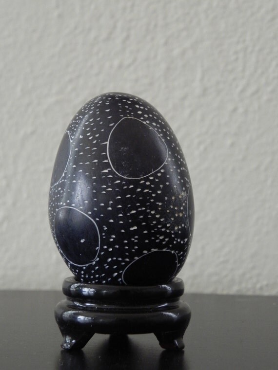 Items similar to Vintage Hand Carved Stone Egg Pedestal Included on Etsy