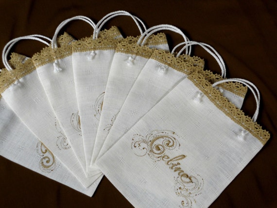 ... favor bags linen and lace personalized wedding gift bags tote bags