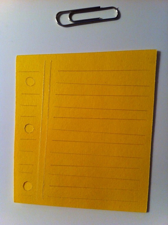 Yellow Notebook Paper Die Cut