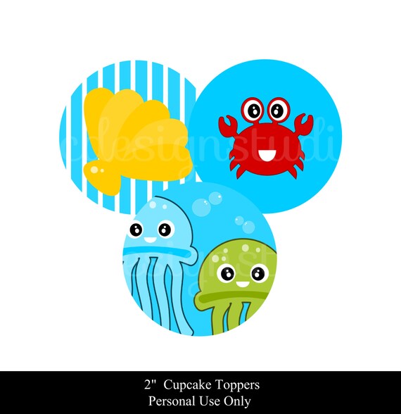 INSTANT DOWNLOAD Under the Sea Party - Printable Sea Creatures Cupcake Toppers - Sea Animals Party Tags Il_570xn