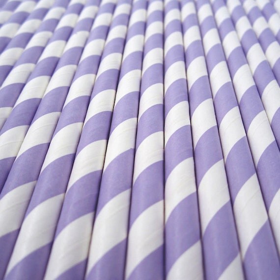 25 Lavender Paper Straws - Drinking Straw - Party Supplies Il_570xn