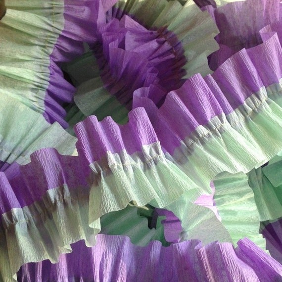 36 Feet Lavender and Sea Foam Green Ruffled Crepe Paper Streamers - Party Decoration - Party Supplies Il_570xn