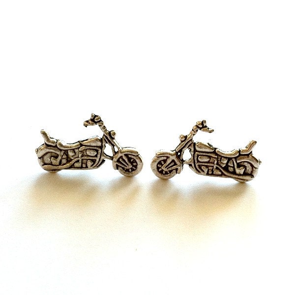 Motorcycle Stud Earrings antique silver by AuntMatildasJewelry