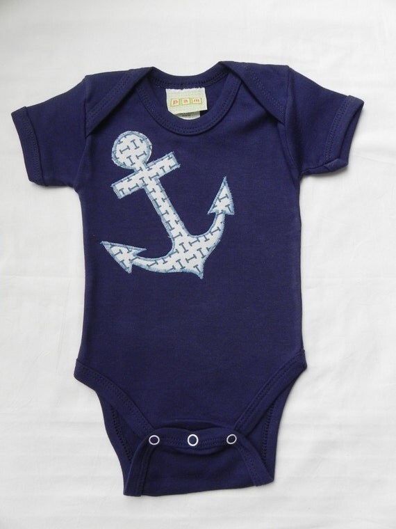 Items similar to Anchor Nautical navy blue Baby Onesie on Etsy