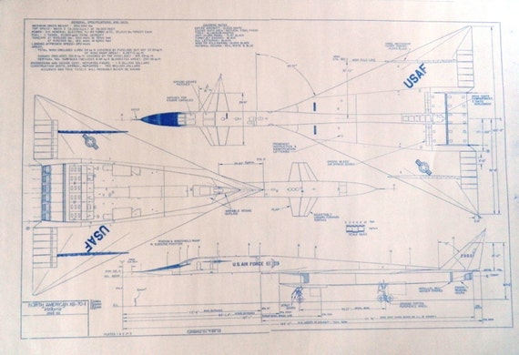 North American XB-70 Valkyrie Blueprint by BlueprintPlace on Etsy