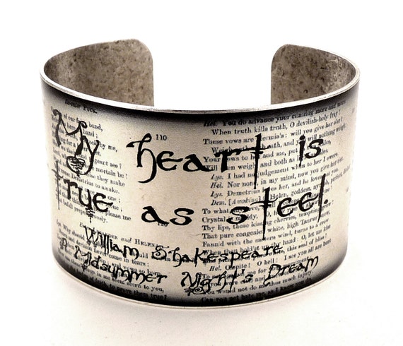 A Midsummer Night's Dream Quote Cuff, Shakespeare Jewelry, Quote Bracelet, Literary Cuff