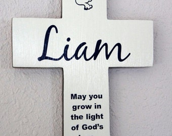Cross for Baptism First Communion or special event Personalized w/ Dove (May you grow in the light of God's love) Baptism Gift Girl