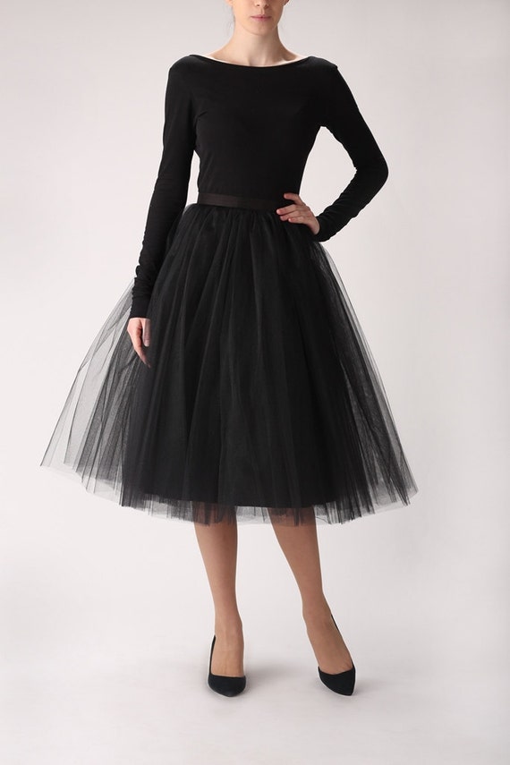 Black tutu tulle skirt petticoat long high quality tutu