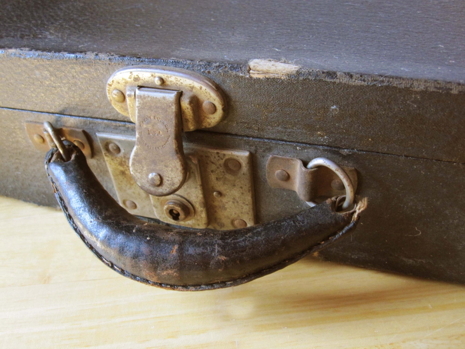 Vintage Briefcase Eagle Lock Co. Terryville Conn. Wood