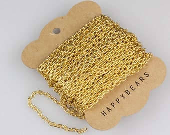 Light Gold Chain, Anodized Aluminum Chain, Oval Cable Chain, 5.3x3.5mm, Thread Dia. 1mm, Pkg of 30 feet, N0FI.LG02.L30F
