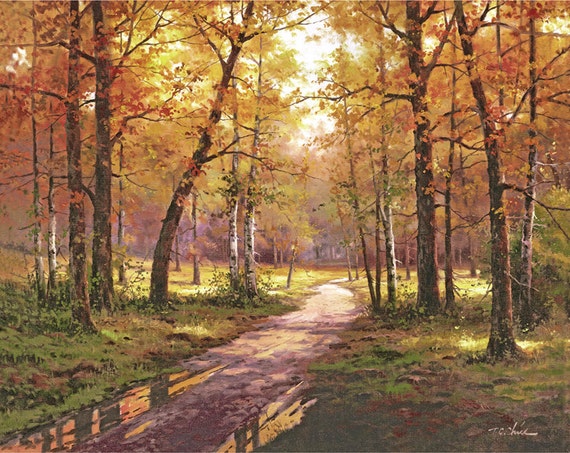 Items similar to Autumn Scenery, Original Oil Painting Archival Print ...