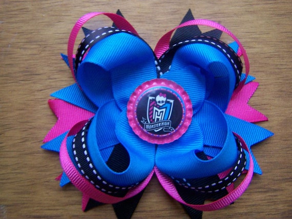 Items similar to Monster High handmade Girls hair bow on Etsy