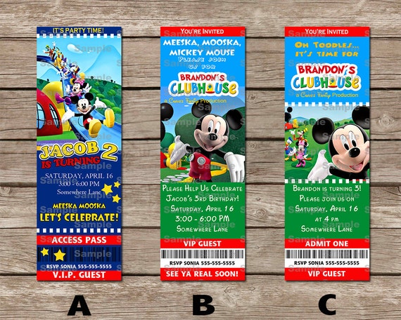 Micket Mouse Ticket Invitation by Gloria's Digi Cards on Etsy Il_570xn