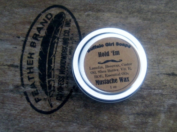 All Natural Mustache Wax Strong Hold and by BuffaloGirlSoaps