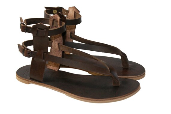 Brown Jojo Leather Sandals for Women & Men Handmade Leather