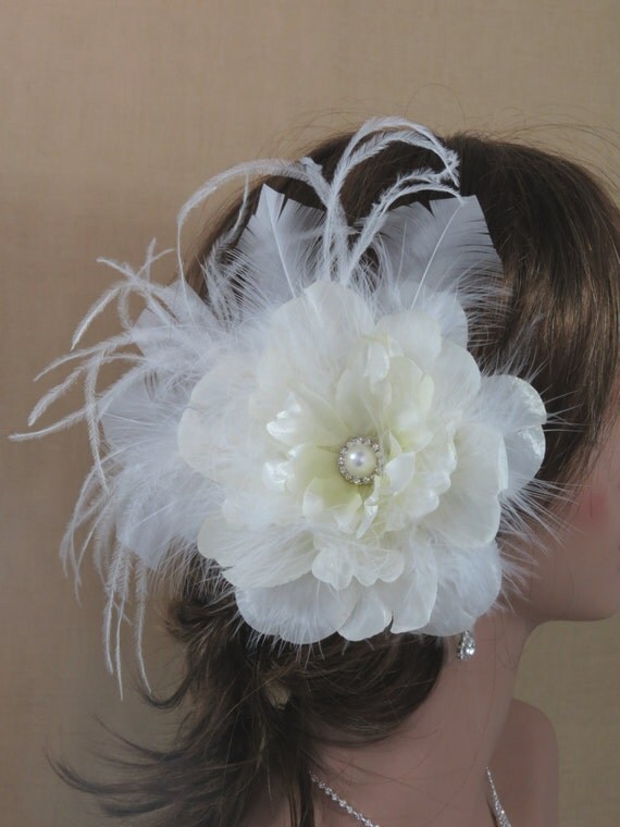 Items similar to Ivory Bridal Flower Hair Clip Wedding Hair Flower