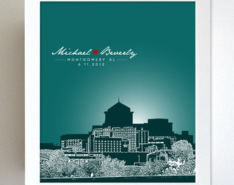 Personalized Anniversary Gift Montgomery Alabama City Skyline 8x10 ...