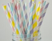 SPRING Paper Straws: Pink, blue, yellow, purple Paper Straws, 50 Spring Paper Straws, Drinking Straws, Cake Pops, Gender Reveal Baby Shower Il_170x135