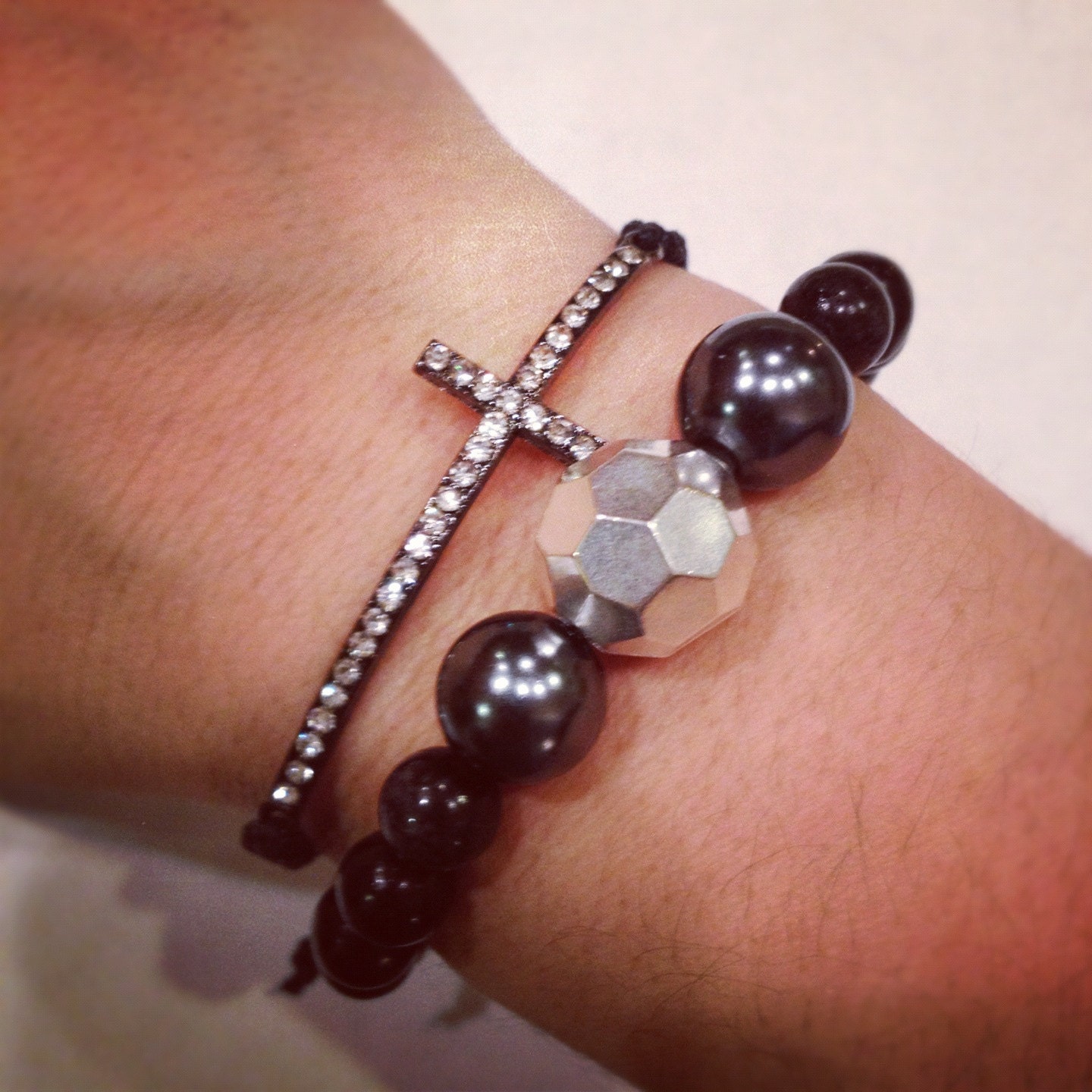 Cross macrame bracelet set