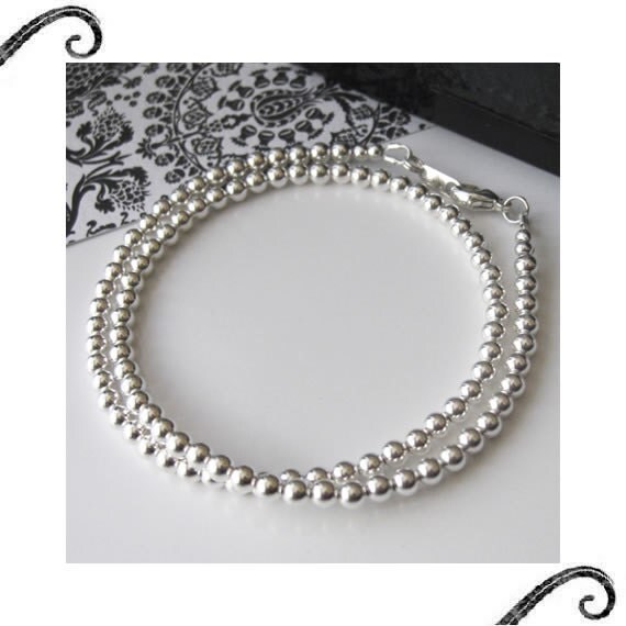 Sterling Silver Ball Bead Necklace 4mm, 6mm, 7mm, 8mm or 10mm