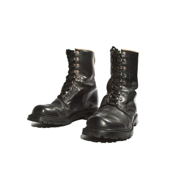 Items similar to Men's German Combat Boots in Black Leather size 10 on Etsy
