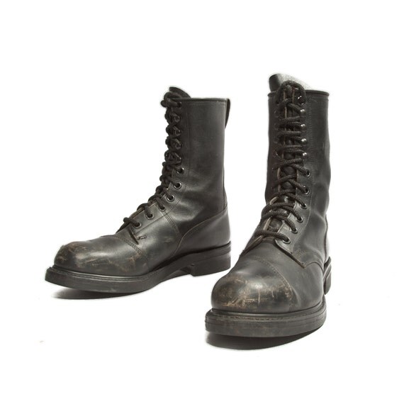 Items similar to Men's Steel Toe Work Boots Black Vintage Linesman ...