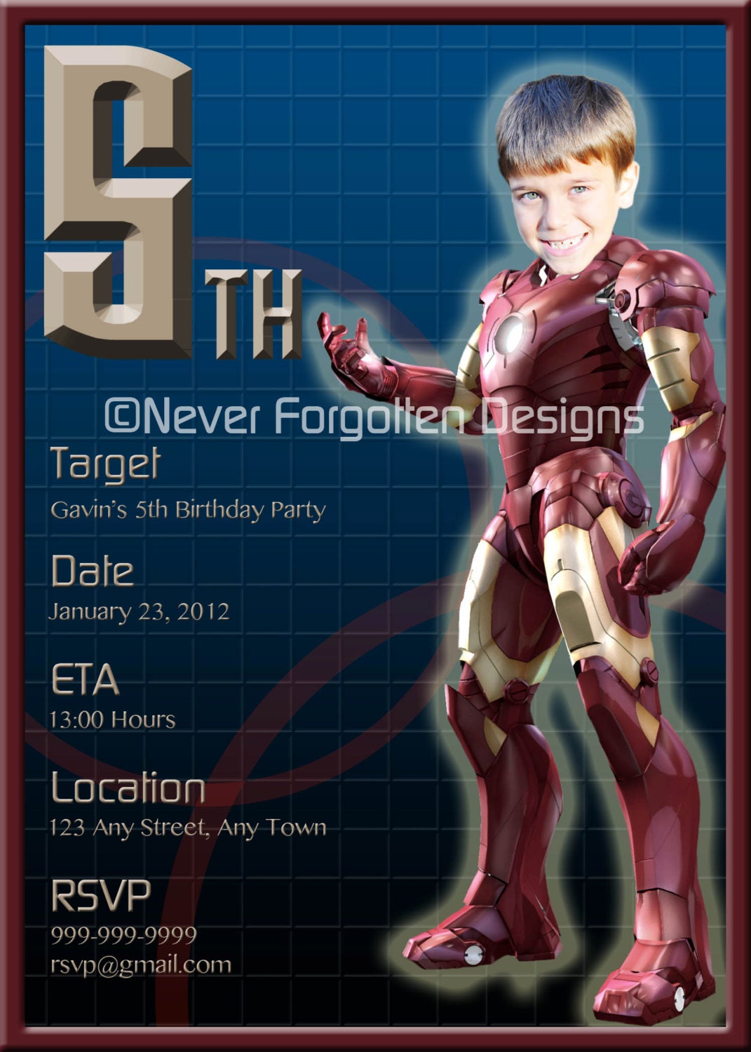 Iron Man Birthday Party Invitations 10