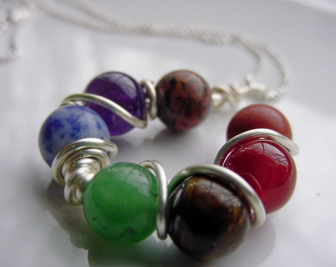 7 Chakra Pendant - Gemstones, Balance, Sterling Silver Upgrade, Reiki Jewelry, Spirituial, Chakra Jewelry, Valentines Day Gift Idea