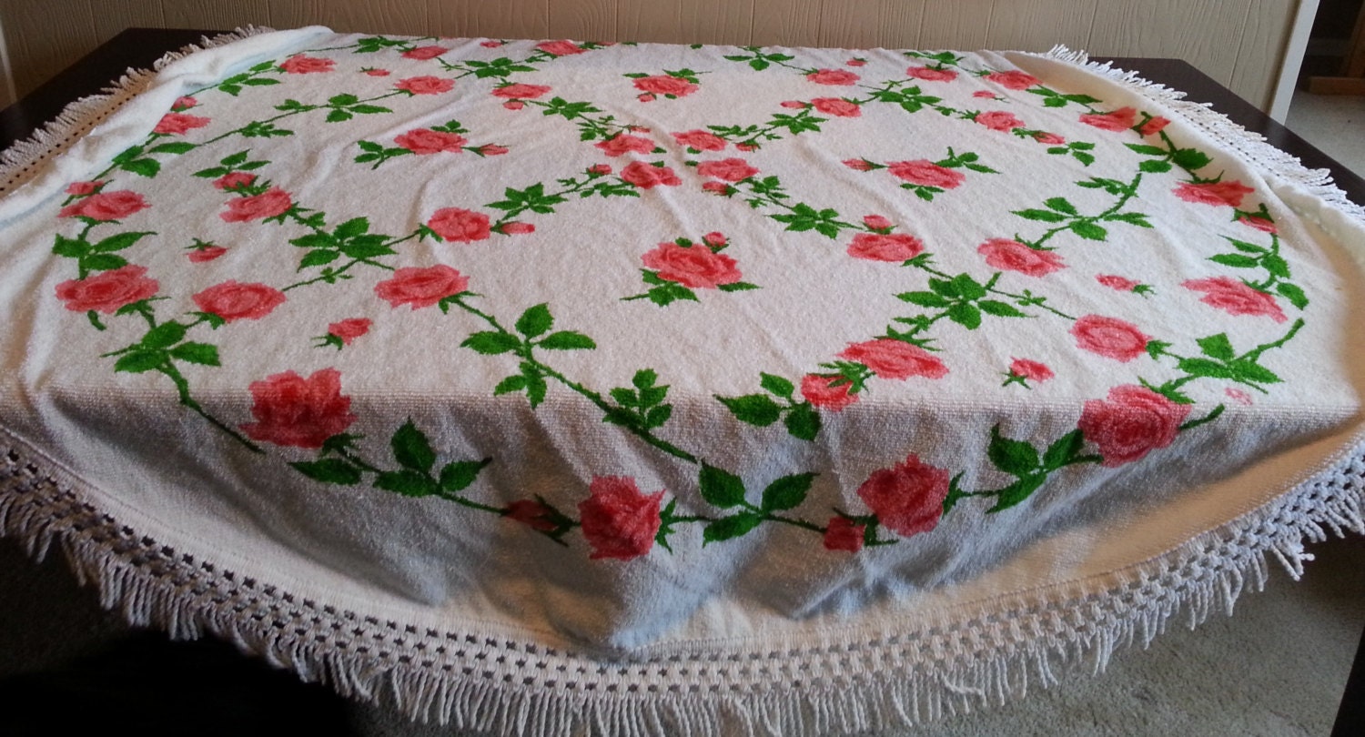 Shabby Chic Terry Cloth Table Cloth by LadyBugzGemz on Etsy